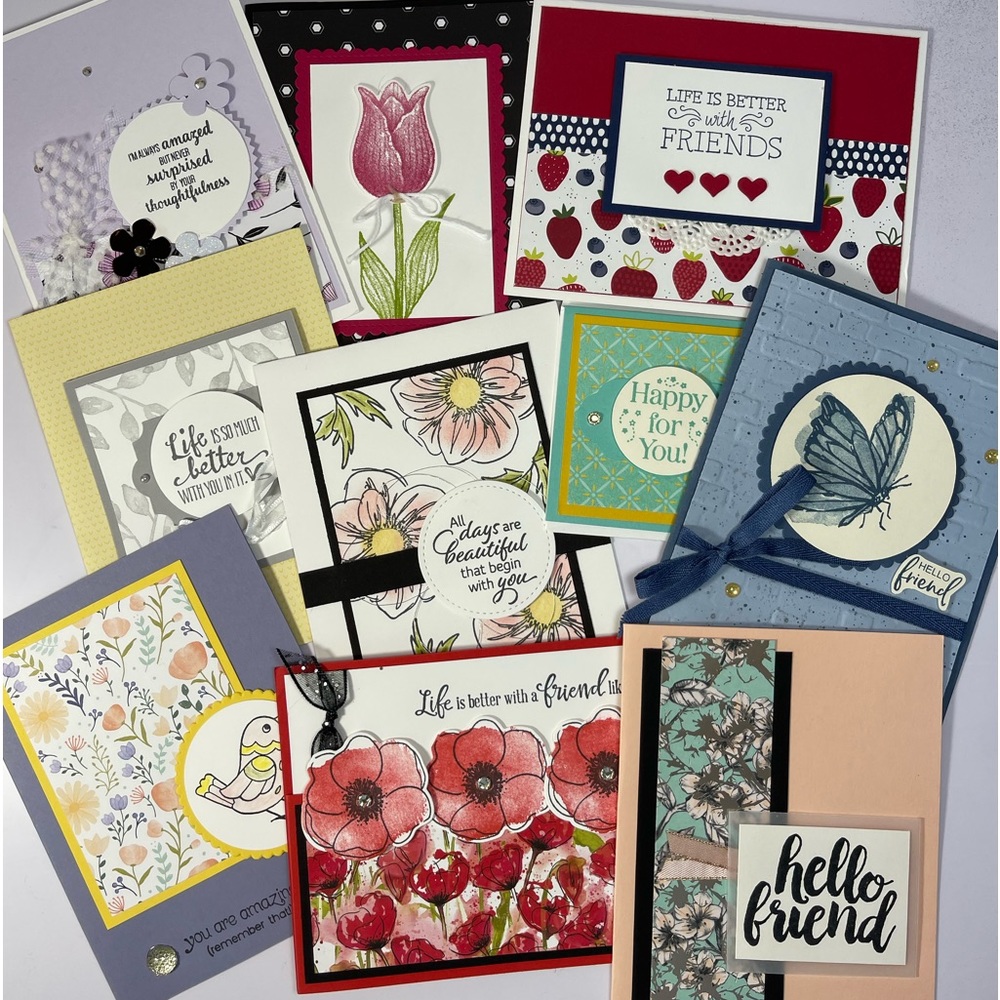 10 Handmade Friendship Greeting Stampin Up! Cards, NEW